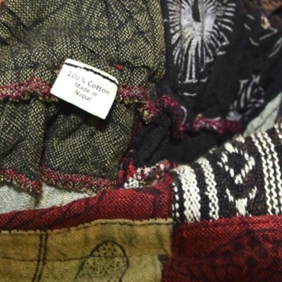 Patchwork Mushroom Overalls Hippie Boho Festival Cottagecore Granola Fairycore - Picture 8 of 8